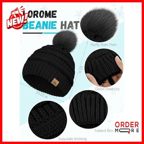 Winter Knit Beanie Scarf Gloves Ear Warmer Set Touchscreen